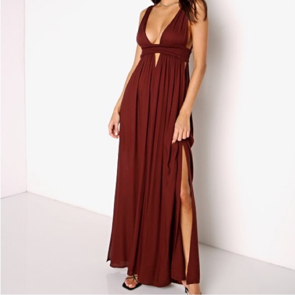 Indah Deep Burgundy Maxi Dress